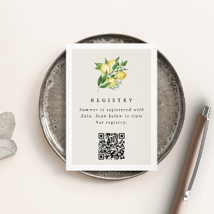 Lemon Bridal Shower Registry Card with QR Code