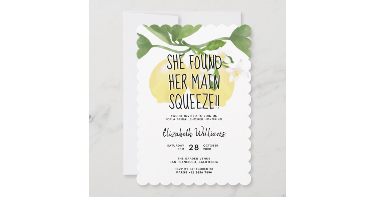 Lemon Bridal Shower She Found Her Main Squeeze Invitation | Zazzle