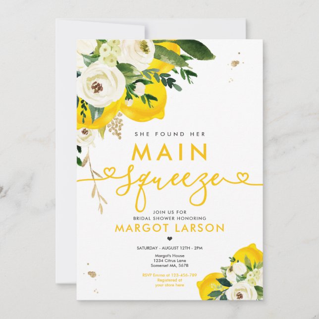 Lemon Bridal Shower She Found Her Main Squeeze Invitation (Front)