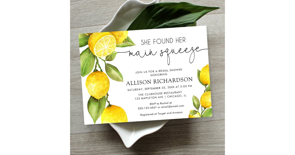 Lemon bridal shower She found her main squeeze Invitation | Zazzle