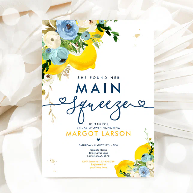 Lemon Bridal Shower She Found Her Main Squeeze Invitation | Zazzle