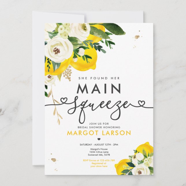Lemon Bridal Shower She Found Her Main Squeeze Invitation (Front)