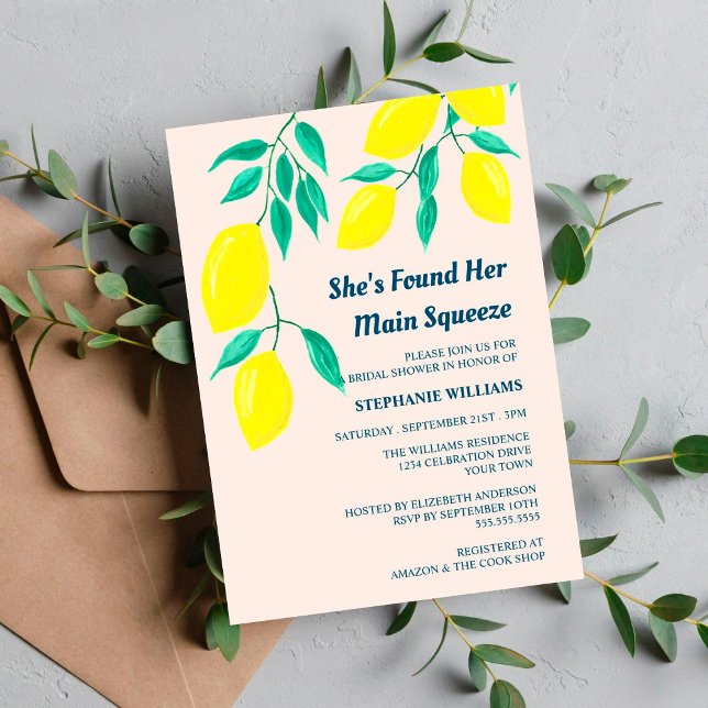 Lemon Bridal Shower She's Found Her Main Squeeze  Invitation (Creator Uploaded)