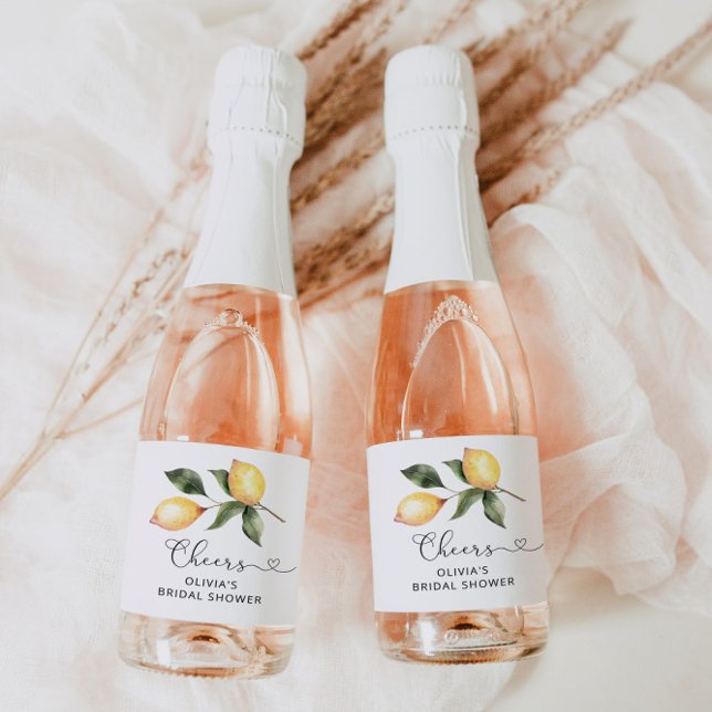 Lemon bridal shower Sparkling Wine label (Creator Uploaded)