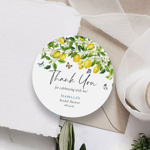 Lemon Bridal Shower Thank You Classic Round Sticker