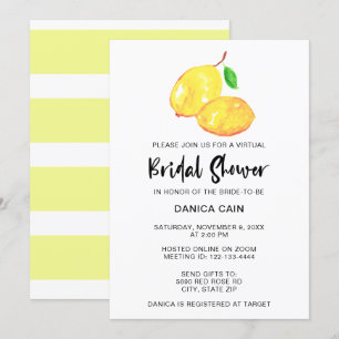 Lemon Bridal Shower virtual online Elegant  simple Invitation