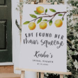 Lemon Bridal Shower Welcome Sign<br><div class="desc">Citrus theme bridal shower welcome sign featuring watercolor illustration of lemons on a tree branch. The text says "She found her main squeeze." Perfect for a summer shower.</div>