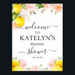 Lemon Bridal Shower Welcome Sign<br><div class="desc">Bright lemons and pink floral accents.</div>