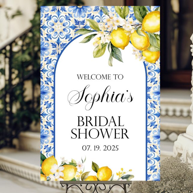 Lemon Bridal Shower Welcome Sign Mediterranean Blu (Creator Uploaded)