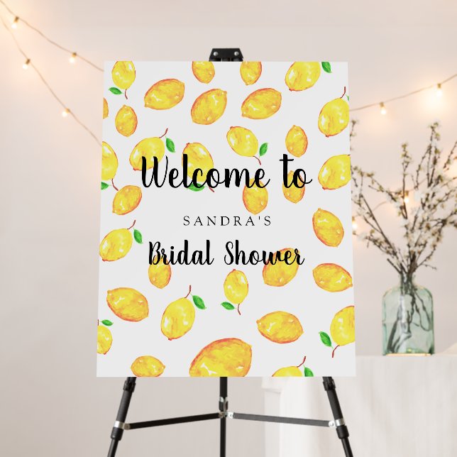 Lemon Bridal Shower Welcome Sign Script Citrus (In Situ (Stand))