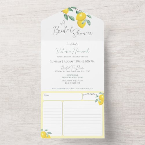 Lemon Bridal Shower with Recipe Card