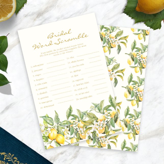 Lemon Bridal Word Scramble (Lemon Floral Bridal Word Scramble by Painted Paperie
)