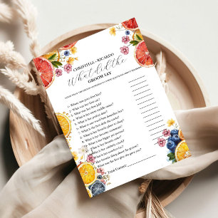 Lemon Bride & groom trivia bridal shower game Card