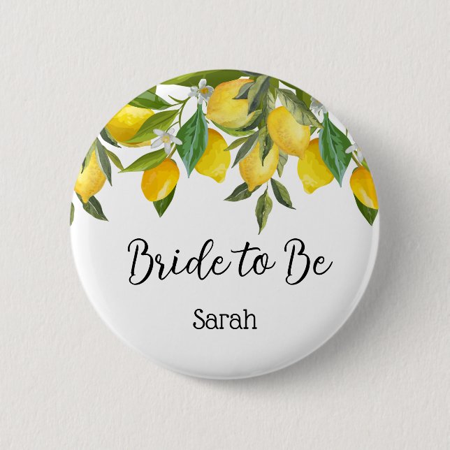Lemon Bride to Be Button - Lemon Buttons (Front)