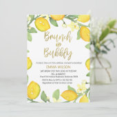 Lemon brunch and bubbly bridal shower invitation (Standing Front)