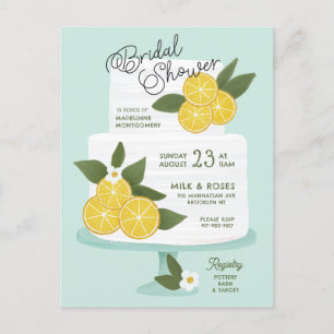Lemon Cake Bridal Shower Invitation Postcard