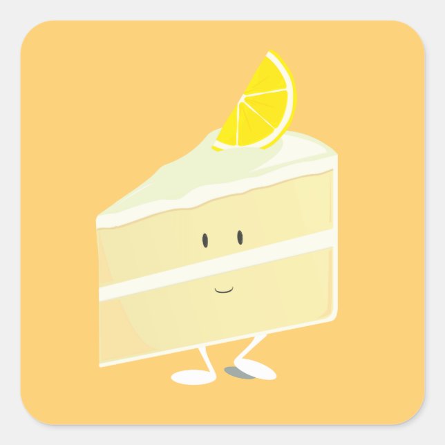 Lemon cake slice character square sticker (Front)