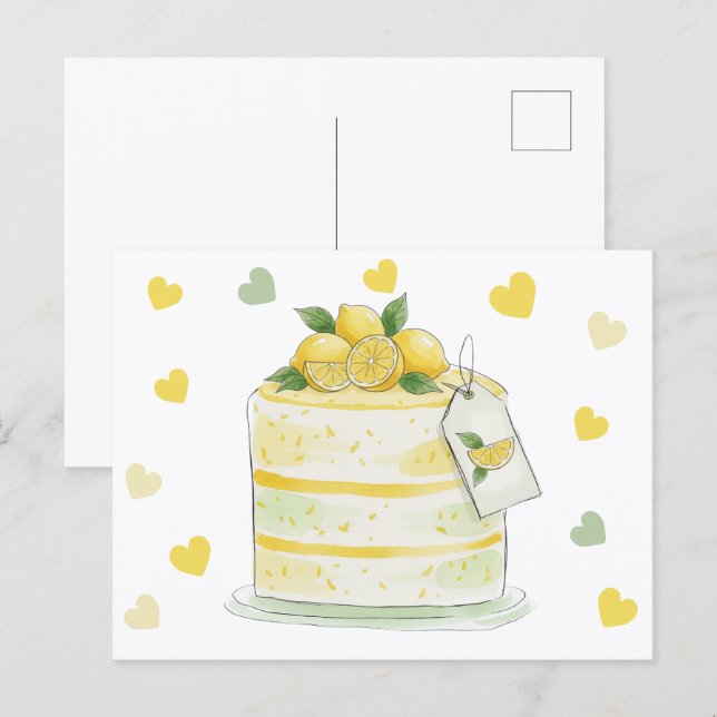 Lemon Cake Watercolor Postcard (Front/Back)