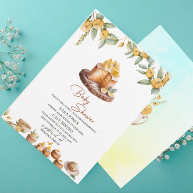 Lemon Cakes Watercolor Baby Shower Invitation (Creator Uploaded)