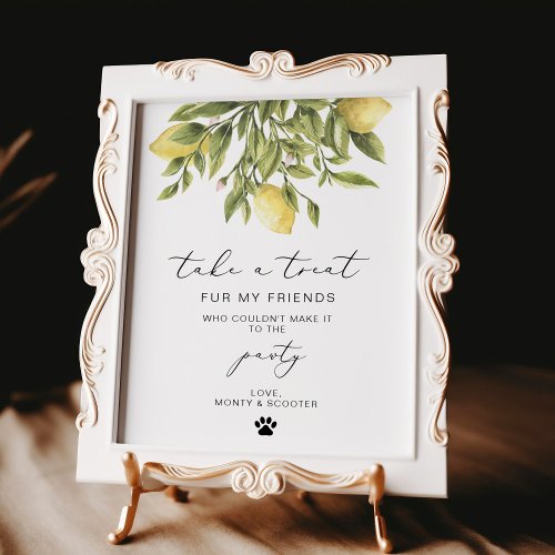 Lemon Calligraphy Dog treat Wedding Sign