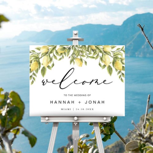 Lemon Calligraphy Wedding reception welcome sign