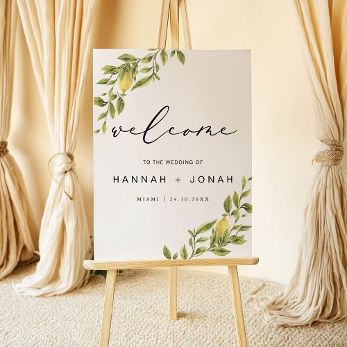 Lemon Calligraphy Wedding reception welcome sign