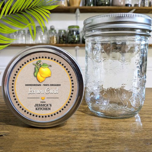 Lemon Canning Jar Kraft Paper Style Label