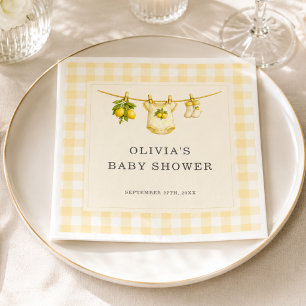 Lemon Can't Wait to Squeeze Gingham Baby Shower Napkins