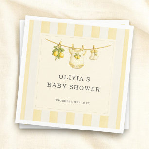 Lemon Can't Wait to Squeeze Stripes Baby Shower Napkins