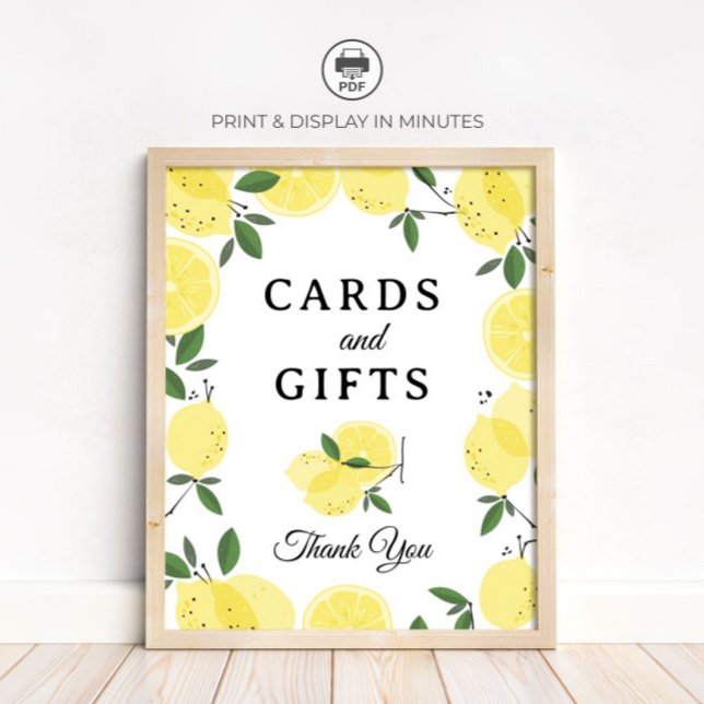 Lemon "Cards and Gifts" Bridal Shower sign (Creator Uploaded)