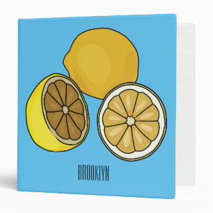 Lemon cartoon illustration 3 ring binder