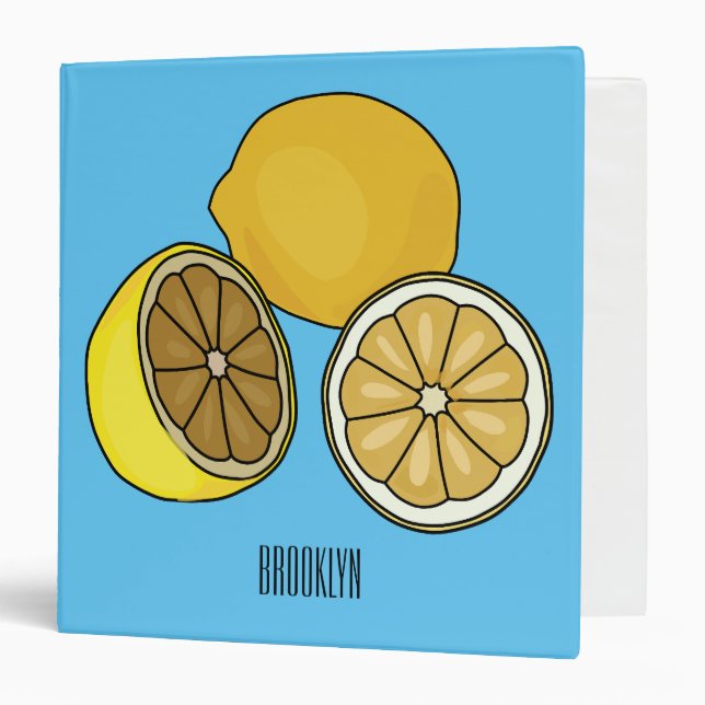 Lemon cartoon illustration 3 ring binder (Front/Inside)