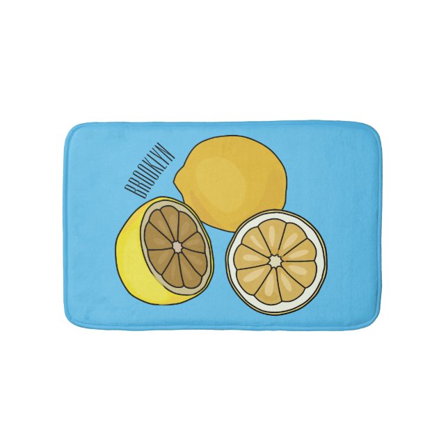 Lemon cartoon illustration bath mat (Front)