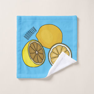 Lemon cartoon illustration bath towel set