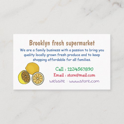 Lemon cartoon illustration business card