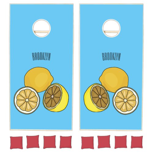 Lemon cartoon illustration cornhole set