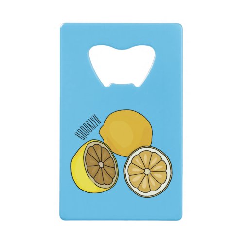Lemon cartoon illustration credit card bottle opener