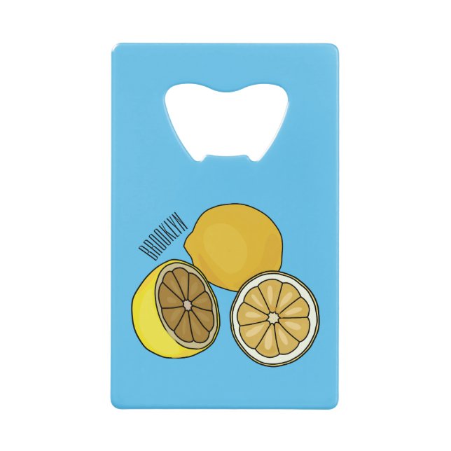 Lemon cartoon illustration credit card bottle opener (Front)