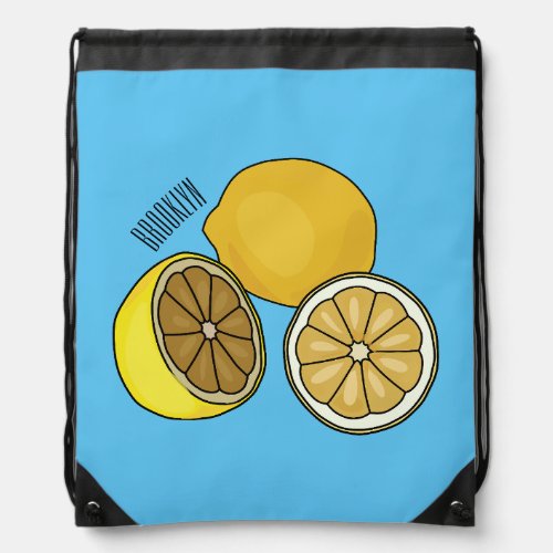 Lemon cartoon illustration drawstring bag
