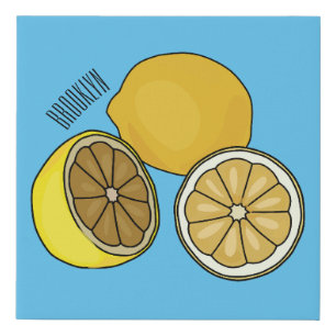Lemon cartoon illustration faux canvas print