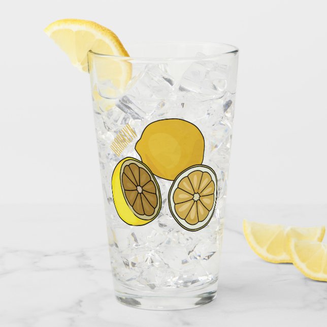 Lemon cartoon illustration glass (Front Ice)