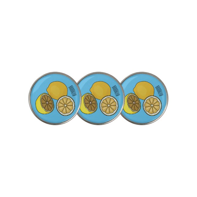 Lemon cartoon illustration golf ball marker (3 Up)