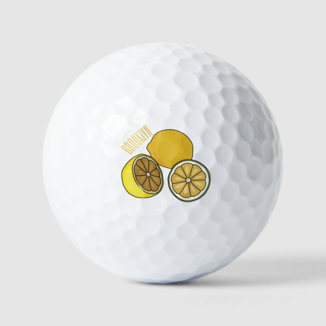 Lemon cartoon illustration golf balls (Front)