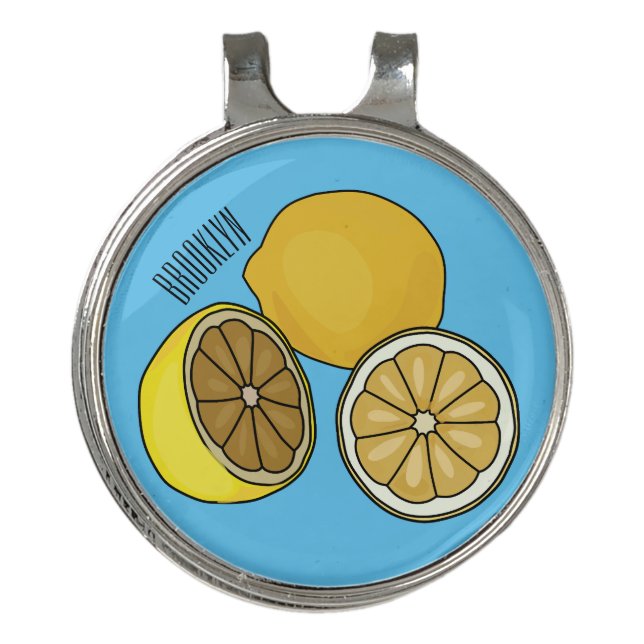Lemon cartoon illustration golf hat clip (Front)