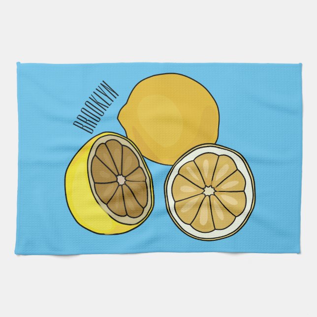 Lemon cartoon illustration kitchen towel (Horizontal)
