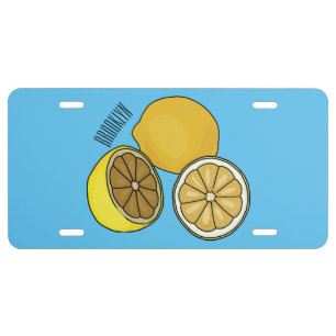 Lemon cartoon illustration license plate