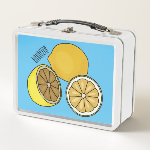 Lemon cartoon illustration metal lunch box