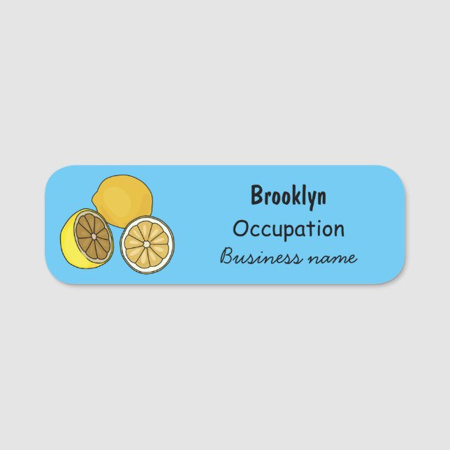 Lemon cartoon illustration name tag (Front)