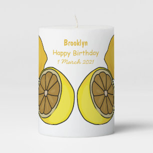 Lemon cartoon illustration pillar candle