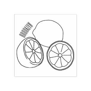Lemon cartoon illustration rubber stamp